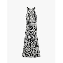 Koton Zebra Desenli Halter Yaka Maxi Elbise Siyah Desenli 6sak80199uw Siyah
