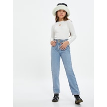 Koton Dar Paça Kot Pantolon Pamuklu - Skinny Jean Beli Ayarlanabilir Lastikli Orta İndigo 4wkg40012ad 4WKG40012ADMID İndigo