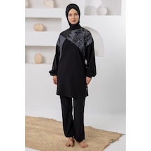 Adasea 261223 Siyah Melody Spor Lycra Uzun Kollu Tesettür Mayo