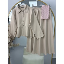 Lovie Moda Kadın Ceketli Takım Bej