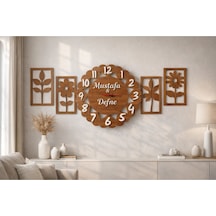 Salon Duvar Saati 40 Cm Çok Şık Kalp Temalı Kişiye Özel No 10011 Çok Renkli