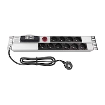 Amp Connect 19" 2u 10'lu Schuko Sigortalı Volt/amper Gösterheli Kabinet Grup Prizi Pdu 16a