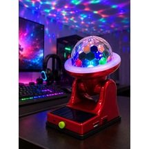 Şarjlı Rgb Projektör Lamba Güneş Enerjili Çok Fonksiyonlu Disco Işık Lambası Açık Mavi