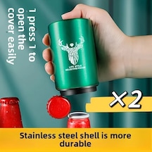 Oldfriend Yeşil 2 Adet Otomatik Bas Çek Bira Şişe Açacağı Paslanmaz Çelik Tek Elle Kullanım Yeşil 2 Adet