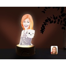 Kişiye Özel Kadın Karikatürlü Dekoratif 3D Biblo Led Işıklı Gece (481496691)