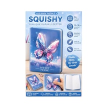 Kelebek Squıshy Yumuşak Kapaklı Defter 96 Yaprak 13x18cm 1 Adet Df-1318 Sukuşi Çizgili Defter Hediyelik Sevimli Defter Mavi