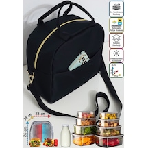 Anne Bebek Çocuk İçin Isı Yalıtımlı Termal Termoslu Yemek, Mama, Beslenme, Gıda Çantası Siyah