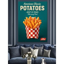 Patates Kızartması Retro Poster Dekoratif Kanvas - Mdf Ahşap Tablo