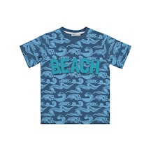 Civil Boys Beach Baskılı 10-13 Yaş Tişört - Yeşil Petrol
