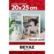 Gerçek Camlı 21lik Düz 20 X 25 Beyaz Fotoğraf Resim Çerçevesi Ayaklı Arkalık Veya Duvara Asma