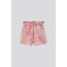 Kıds Gırl Batik Desenli Nakışlı Şort Pembe