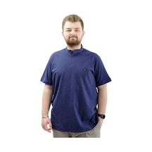 Mode Xl Büyük Beden Erkek Tişört Düğmeli Hakim Yaka T-shirt U24339 İndigo İndigo