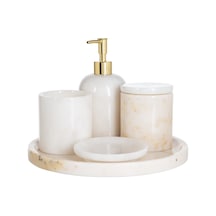 Marble Beyaz 5'li Banyo Seti Beyaz