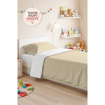 Krem Minimal Genç Odası Tek Kişilik Pike Takımı - Bej Geometrik 160x220 Cm Kapitone Yatak Örtüsü Pamuksu Kireç Gölgeliği
