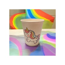 Unicorn Doğumgünü Konseptli Tek Kullanımlık 7 Oz 100 Adet Karton Bardak 1