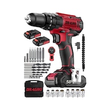Dragro GTX-58 58V 5 Ah Kırmızı Darbeli Çift Akülü Vidalama Makinesi