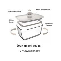 Clik Bej Dikdörtgen Saklama Kabı 800 Ml