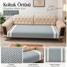 Özdilek 2 Adet Pamuklu Oturma Yerini Örten Zigzag Koltuk Örtüsü 80x210 - Haki Yeşili