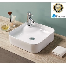 Puroser Gökceada Kare Tezgah Üstü Çanak Lavabo