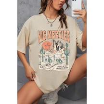 Unisex His Mercies Baskılı Oversize Tshirt