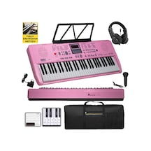 Midex Ps 1800pk H 61 Tuşlu Kaliteli Pembe Org Dijital Ekranlı Kulaklık Çanta Notalık Adaptör Sticker Metod