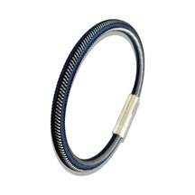 Ars187 Erkek Deri Çelik Bileklik Siyah