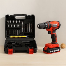 24w Şarjlı Matkap Seti 1350 Rpm Çantalı Kırmızı