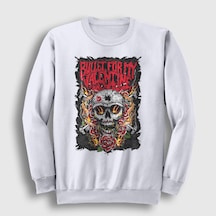 Presmono Unisex Guns Bullet For My Valentine Sweatshirt Beyaz