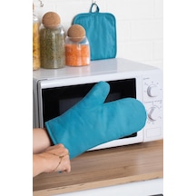 Porsima 3136 2li Isıya Dayanıklı Fırın Eldiveni Seti Mutfak Eldiveni Seti Mavi Mavi