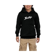 Zepplin Giyim Savatage Logo Yazı Siyah Çocuk Kapşonlu Sweatshirt Siyah