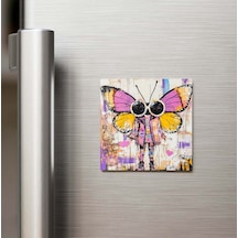Butterfly - Kelebek - Güneş Gözlüklü Style - Buzdolap Magneti - 9x9 Cm