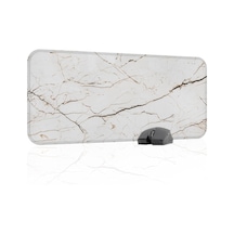 Beyaz Mermer Desenli Oyuncu Gaming Mouse Pad Kauçuk Kaymaz Taban Mousepad V5, 70x30 Xl