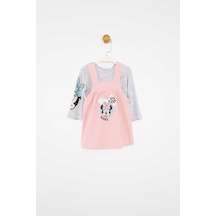 Minnie Mouse Lisanslı Kız Bebek Salopet Elbise 21204-pembe