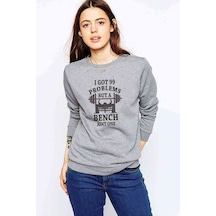 Backup Of 99 Problems Baskılı Gri Kadın Sweatshirt