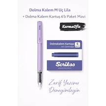 Dolma Kalem M Uç + 6 Lı Mavi Kartuş Seti Lila
