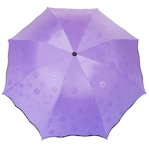 Hyt Üçe Katlanır Şemsiye, Sıçrama Şemsiyesi, Manuel Şemsiye, Katlanır Şemsiye, Çift Amaçlı Katlanır Şemsiyeyle Buluşuyor-krem - Mor