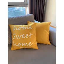 Çift Taraflı Home Sweet Home Yazılı Dekoratif 2'li Kırlent Kılıfı