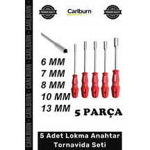 Lokma Krom Vanadyum Çelik Uzun Sap 5 Adet Lokma Anahtar Tornavida 6/7/8/10/13/mm Metal Altıgen