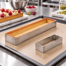 Fida Tart Çemberi Dikdörtgen Delikli Yükseklik 2 Cm - 10 Adet 4x11 Cm Inox