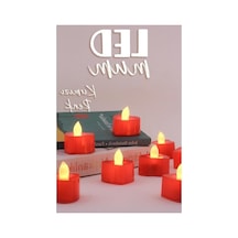 8 Adet Dekoratif Pilli Led Mum Seti, Kalp Kırmızı Renk, 4 Cm Boyut 10c