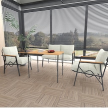 Doruk Home Balkon, Bahçe, Cafe, Metal Kanepe Koltuk Takımı , Bahçe Mobilyası, 90x50 Masalı - 211 Krem