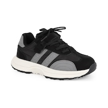 Pepino Çocuk Spor Ayakkabı Yan Çizgili Cırt Cırtlı Klasik Bağcıklı Hafif Esnek Kalın Taban Günlük Sneaker 2341 Siyah-füme