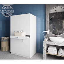 Tina Çamaşır Ve Kurutma Makinesi Dolabı Banyo Dolabı Beyaz Beyaz