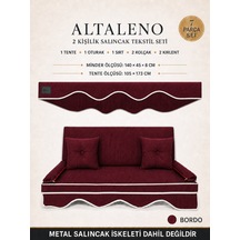 Altaleno 2 Kişilik 140 45 Cm Süngerli Bahçe Balkon Salıncak Minderi Yıkanabilir Kılıflı, Tenteli Keten Kumaş Tekstil Seti 24 Dns 8 Cm Orta Sert Sünger Bordo