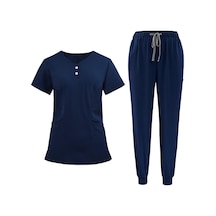 Suntek Kadın Fırçalama Üniforma Seti Hemşire L-koyu-mavi