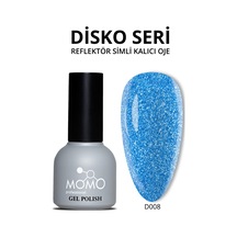 Momo Professional Disco Kalıcı Oje D008 Mavi Reflective Flash Gel Polish 10 Ml