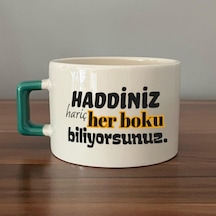 Haddiniz Hariç Her Boku Biliyorsunuz Baskılı Yeşil Kulplu C Fincan