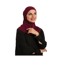 Hürrem Bone Bordo Pratik Hazır Geçmeli Boru Boneli İkili Tesettür Eşarp Sandy Düz 2501 16 bordo