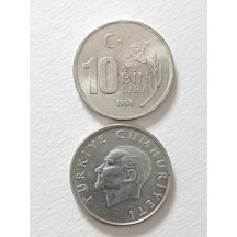 1998 10.000 Lira Madeni Eski Para. Koleksiyon Para.