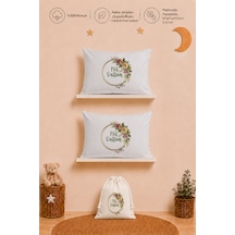 İsimli Kız Bebek Hediye Seti 2 Adet 35x45 %100 Pamuk Yastık Kılıfı Ve Ham Bez Kıyafet Kesesi 1094y2kyx